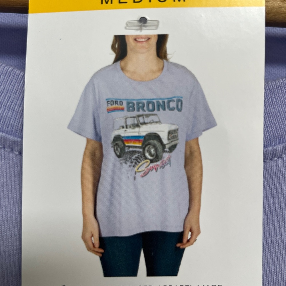 FORD BRONCO Official Tee Vintage Lightweight Crewneck Short Sleeve Graphic